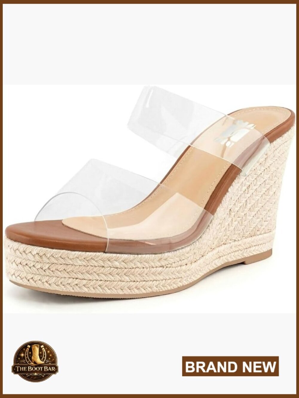 Clear Wedge Heel Sandals Slip On Espadrilles Platform Summer Beach Mules